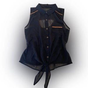 Sheer Black Sleeveless Top Size Small